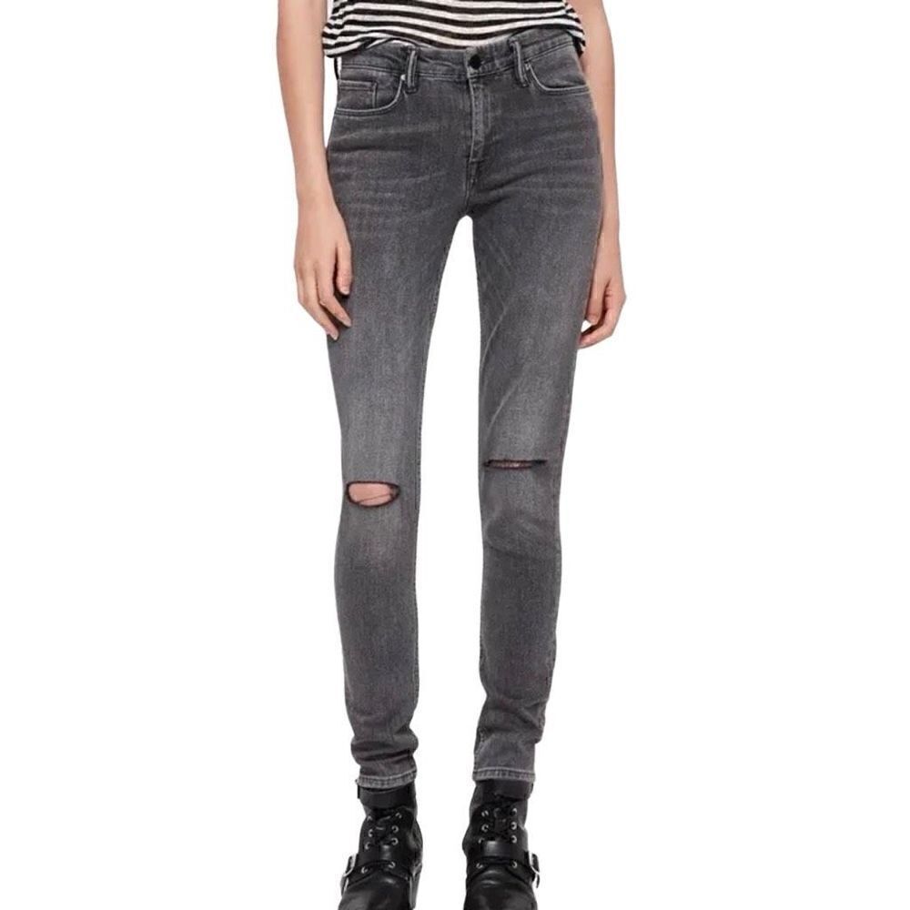 All Saints Grace Slashed Moto Distressed Skinny Jeans Size 28